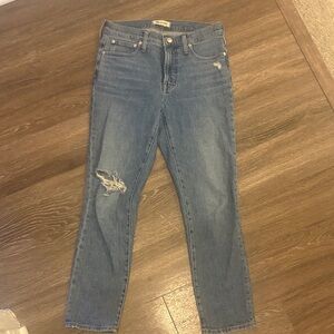 Madewell Blue Distressed Ankle Jeans